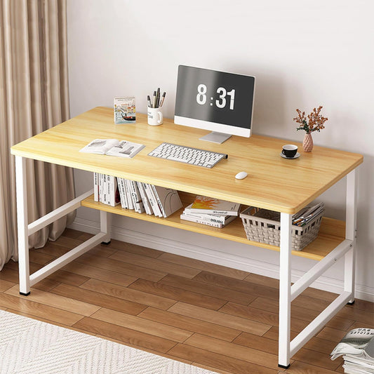Office Table for Computer, Desk for Room or Study. Table of Board of Agglomerate and Melamine of Wood and Steel for Home. Desk table for PC. 100x45x72cm
